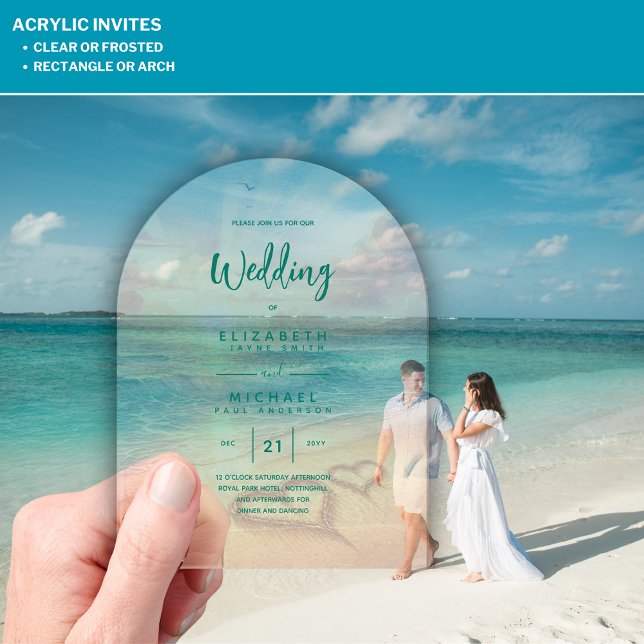 ACRYLIC Wedding Invite Tropical Beach Sunset Ocean Acrylic Invitations (Creator Uploaded)