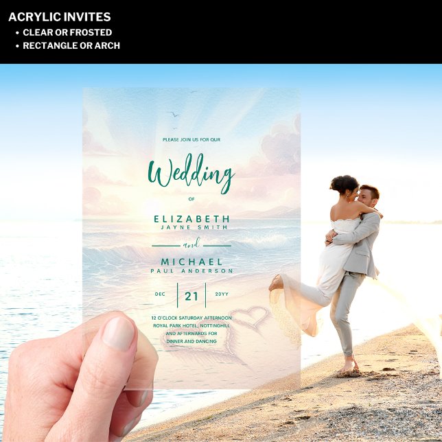 ACRYLIC Wedding Invite Tropical Beach Sunset Ocean Acrylic Invitations (Creator Uploaded)