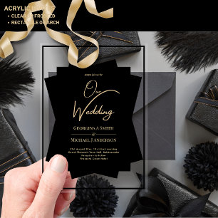 ACRYLIC Wedding Invites BLACK GOLD Unique Modern  Invitations