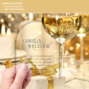 ACRYLIC Wedding Invites BLACK TEXT Bold Initials Acrylic Invitations