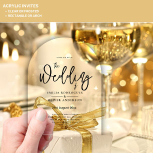 ACRYLIC Wedding Invites BLACK TEXT Bold Initials Acrylic Invitations