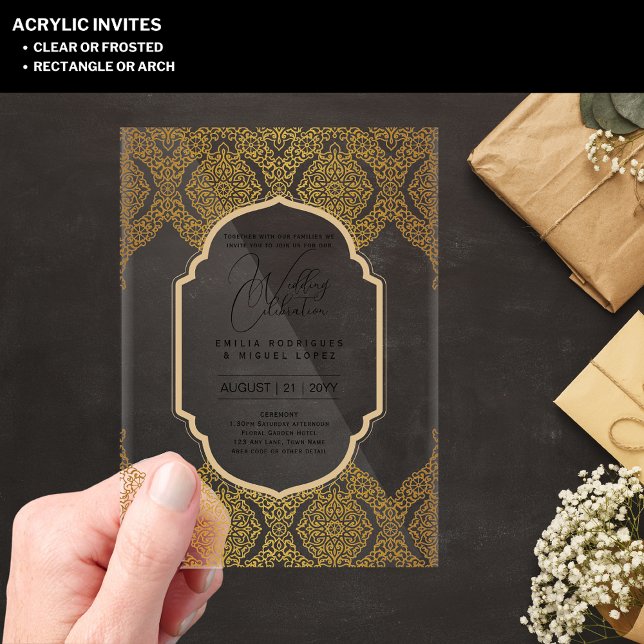 ACRYLIC Wedding Invites BLACK TEXT Bold Initials Acrylic Invitations (Creator Uploaded)