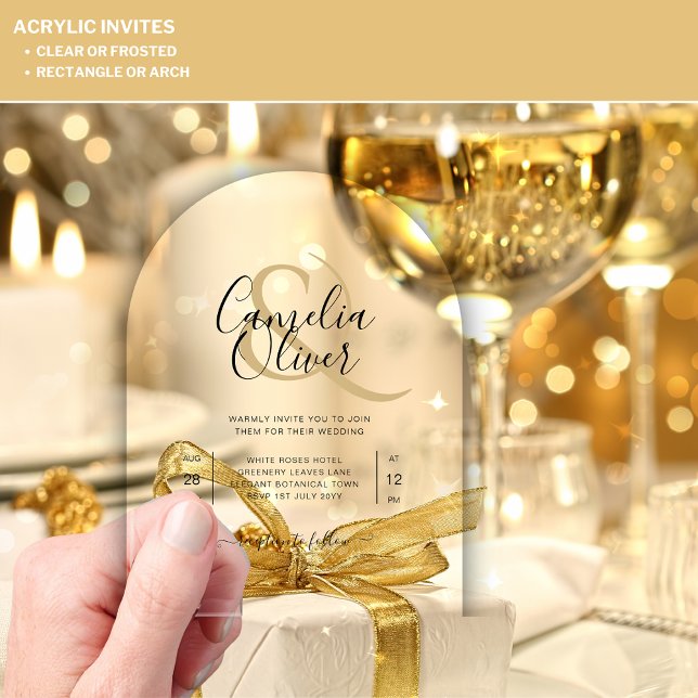 ACRYLIC Wedding Invites BLACK TEXT Bold Initials Invitations (Creator Uploaded)