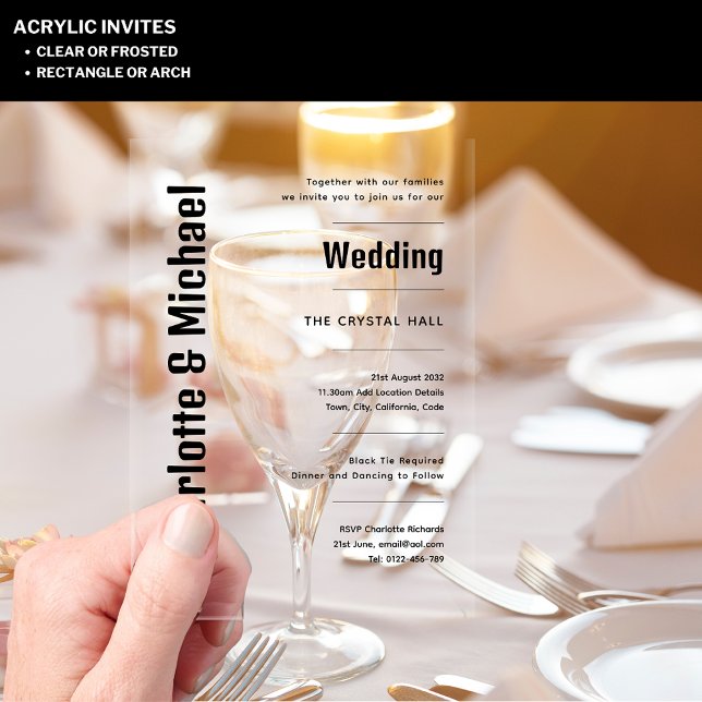 ACRYLIC Wedding Invites BLACK TEXT Bold Modern  Acrylic Invitations (Creator Uploaded)