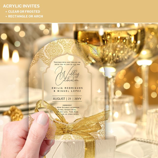 ACRYLIC Wedding Invites GOLD Ornate Elegant Fancy Acrylic Invitations (Creator Uploaded)