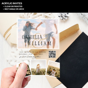 ACRYLIC Wedding Invites PHOTO Qr Code RSVP Acrylic Invitations