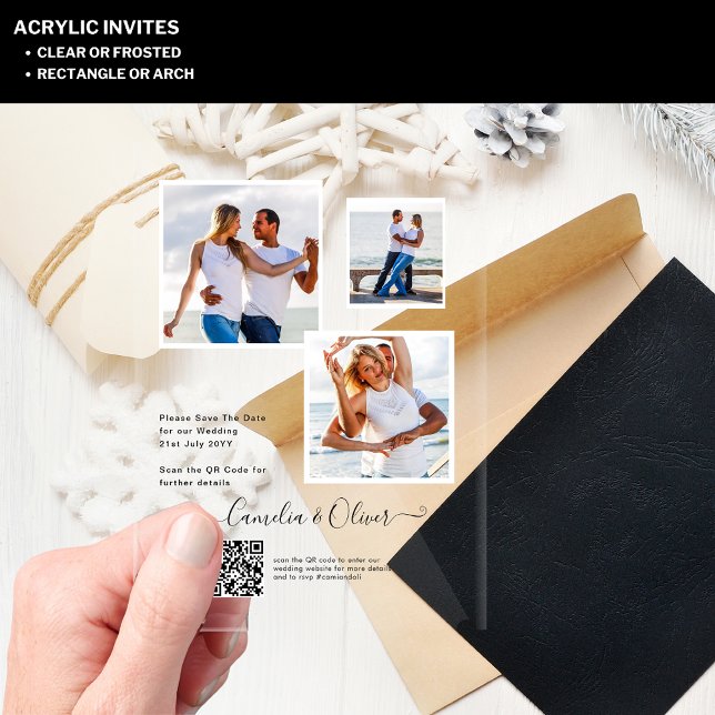 ACRYLIC Wedding Invites PHOTO Qr Code RSVP Acrylic Invitations (Creator Uploaded)