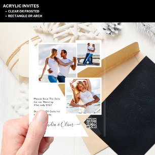 ACRYLIC Wedding Invites PHOTO Qr Code RSVP Invitations
