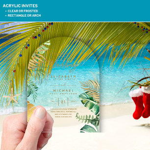 ACRYLIC Wedding Invites Tropical Gold Leaf Beach Invitations