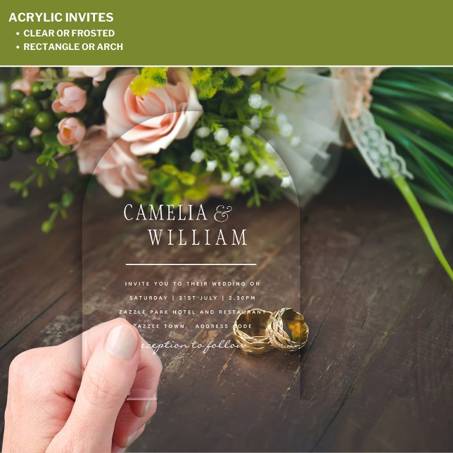 ACRYLIC Wedding Invites WHITE TEXT Bold Initials Acrylic Invitations (Creator Uploaded)
