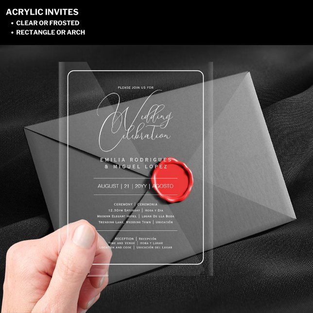 ACRYLIC Wedding Invites WHITE TEXT Bold Initials Invitations (Creator Uploaded)