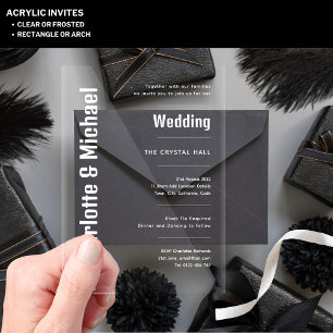 ACRYLIC Wedding Invites WHITE TEXT Bold Modern  Invitations