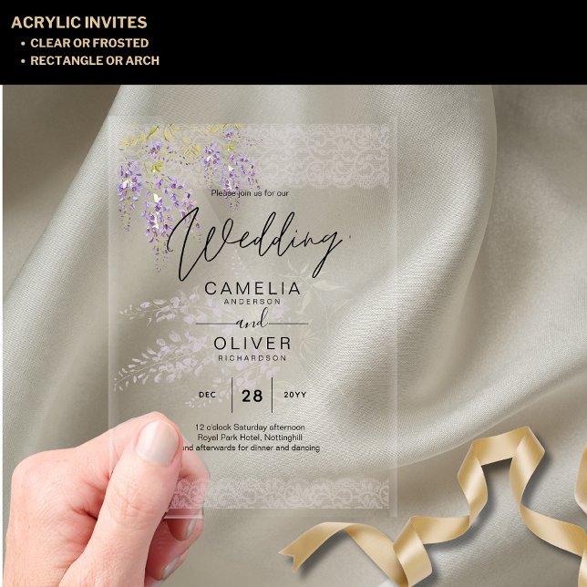 ACRYLIC Wedding Invites Wisteria Flowers Clear Invitations (Creator Uploaded)