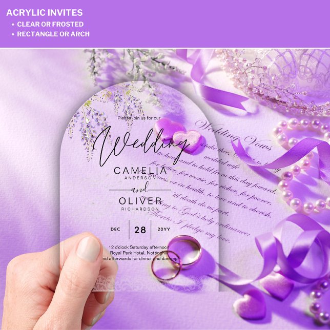 ACRYLIC Wedding Invites Wisteria Flowers Clear Invitations (Creator Uploaded)