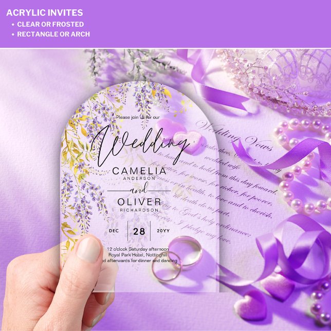 ACRYLIC Wedding Invites Wisteria Purple Floral  Invitations (Creator Uploaded)