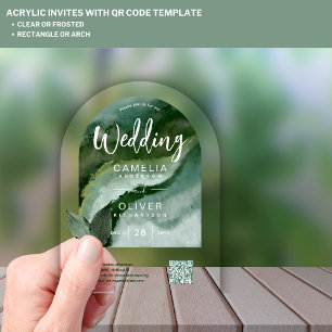 ACRYLIC WEDDING Nature Green QR Code RSVP Website Invitations