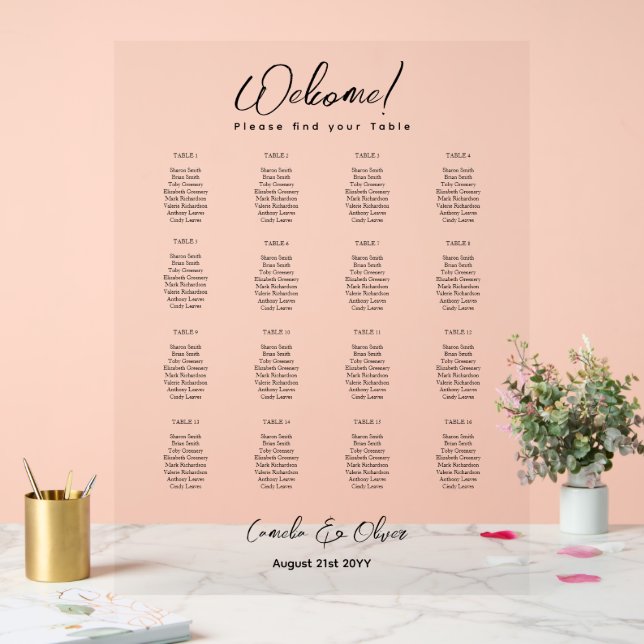 ACRYLIC WEDDING SEATING TABLE CHART 16 Table (Wedding)