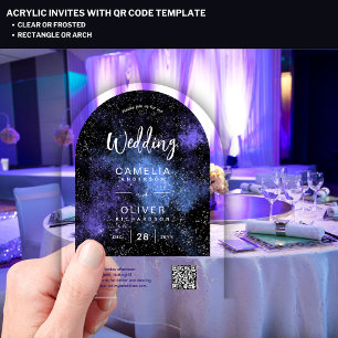 ACRYLIC WEDDING Starry Night Galaxy QR Code RSVP Invitations