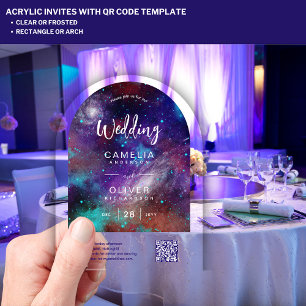 ACRYLIC WEDDING Starry Night Galaxy QR Code RSVP Invitations