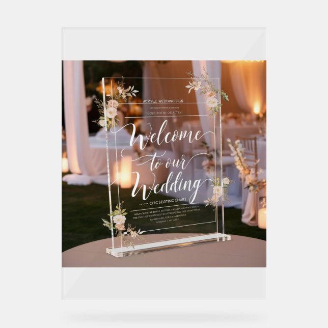 "Acrylic Wedding Welcome Sign" Acrylic Sign (Front)