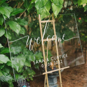 Acrylic Wedding Welcome Sign with Name and Date   