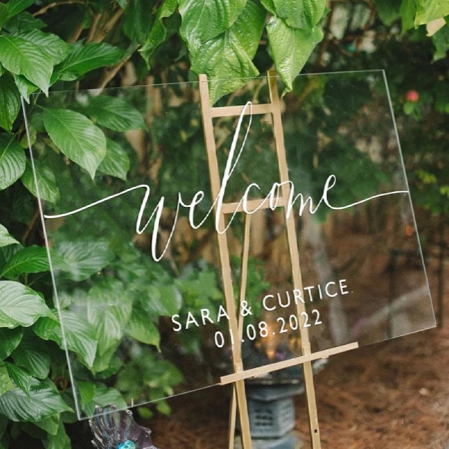Acrylic Wedding Welcome Sign with Name and Date |  (Creator Uploaded)