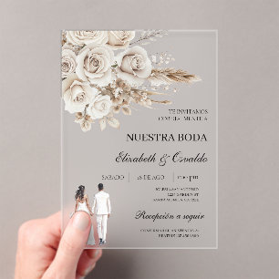acrylic wedding with bride and groom  invitations