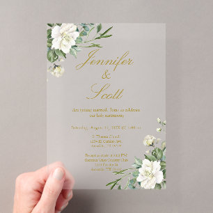 Acrylic white floral elegant Wedding Invitation
