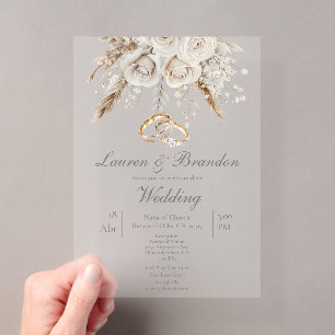 Acrylic White floral Wedding invitation