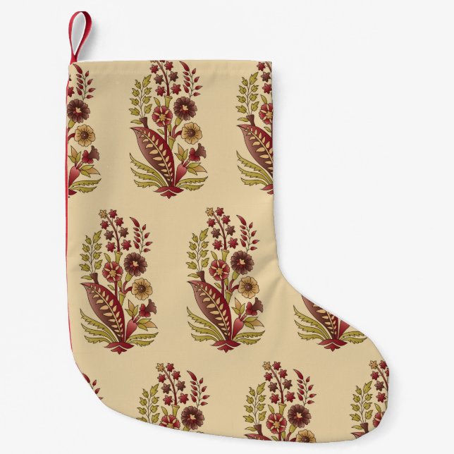 acstract mughal motif bunch pattern background des small christmas stocking (Front)