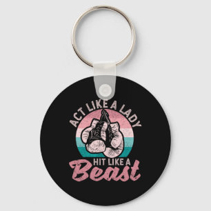 Act Like A Lady Hit Like A Beast Funny Boxing Glov Key Ring