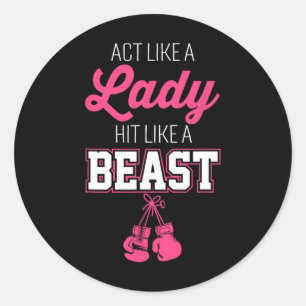 Act Like A Lady Hit Like A Boss Boxing  Classic Round Sticker