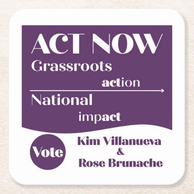 ACT NOW SQUARE PAPER COASTER (Front)