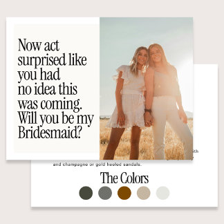 Act Surprised Funny Retro Photo Be My Bridesmaid P Postcard