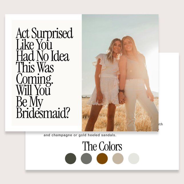 Act Surprised Funny Retro Photo Be My Bridesmaid Postcard (Creator Uploaded)