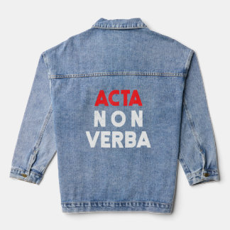 Acta Non Verba  Famous Latin Phrase  Roman Red And Denim Jacket