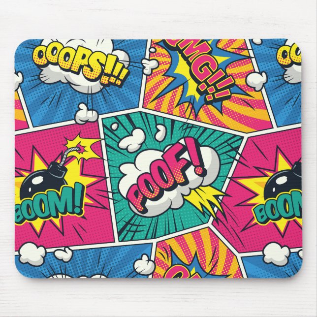 Action Comic Sound Effects - Pop Art Desk Mousepad (Front)