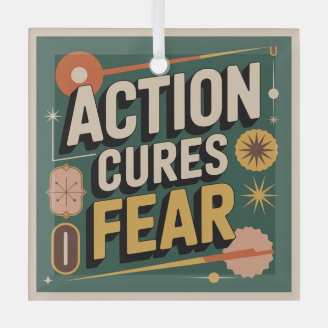 Action Cures Fear Glass Tree Decoration (Front)