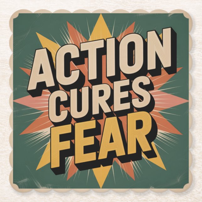 Action Cures Fear Paper Coaster (Front)