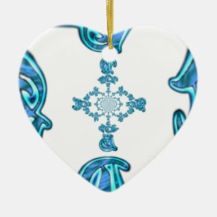 Action Cyan Teal Abstract Graffiti Art Print Ceramic Tree Decoration