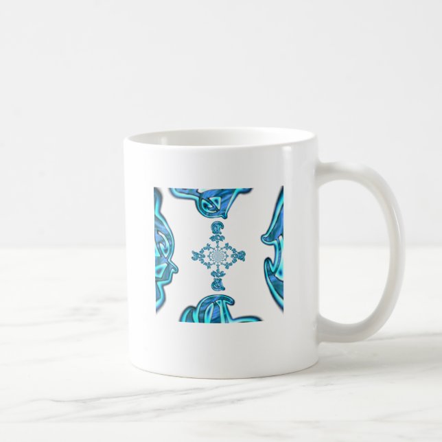 Action Cyan Teal Abstract Graffiti Art Print Coffee Mug (Right)
