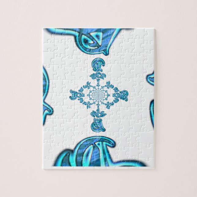 Action Cyan Teal Abstract Graffiti Art Print Jigsaw Puzzle (Vertical)