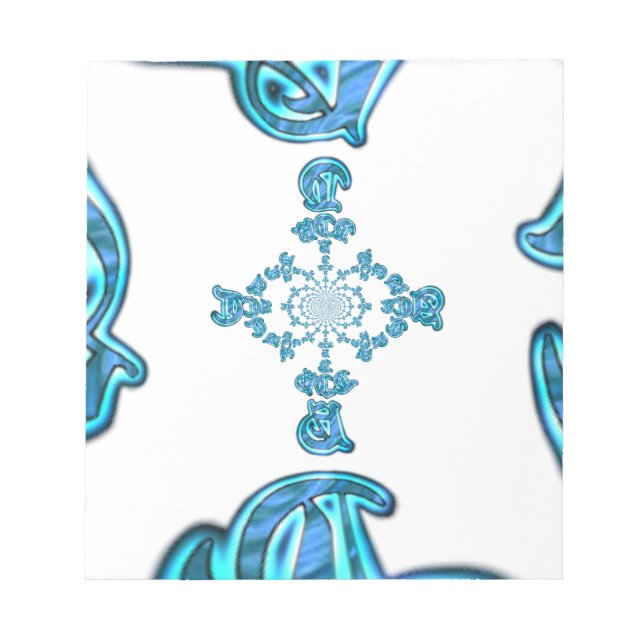 Action Cyan Teal Abstract Graffiti Art Print Notepad (Front)