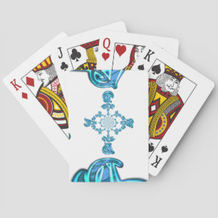 Action Cyan Teal Abstract Graffiti Art Print Playing Cards