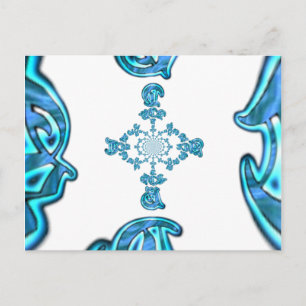 Action Cyan Teal Abstract Graffiti Art Print Postcard
