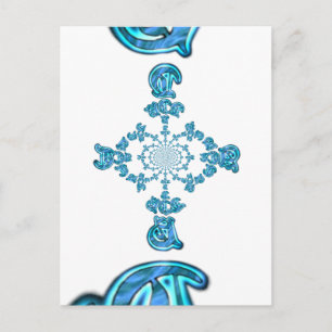 Action Cyan Teal Abstract Graffiti Art Print Postcard