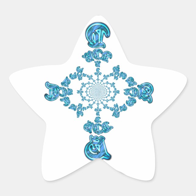 Action Cyan Teal Abstract Graffiti Art Print Star Sticker (Front)