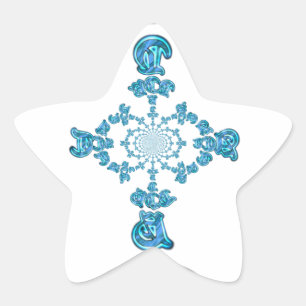 Action Cyan Teal Abstract Graffiti Art Print Star Sticker