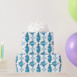Action Cyan Teal Abstract Graffiti Art Print Wrapping Paper