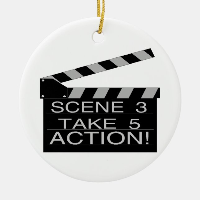 Action Directors Clapboard Ceramic Tree Decoration (Front)